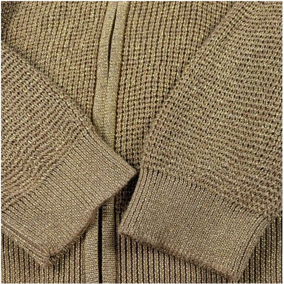Lauren Ralph Lauren Active Gold Metallic Full Zip Mock Neck Sweater Size XL NWT - Picture 3 of 7